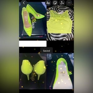 Lime green top & lime green heels